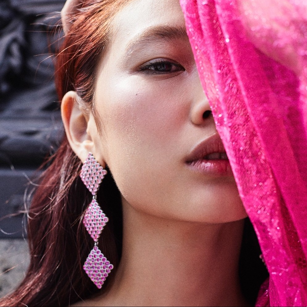 For Love & Lemons Casbah 3 Tier Stone Earrings New